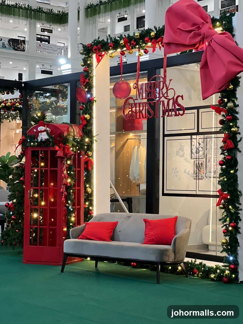 Christmas Display with Sofa and Red Telephone Booth