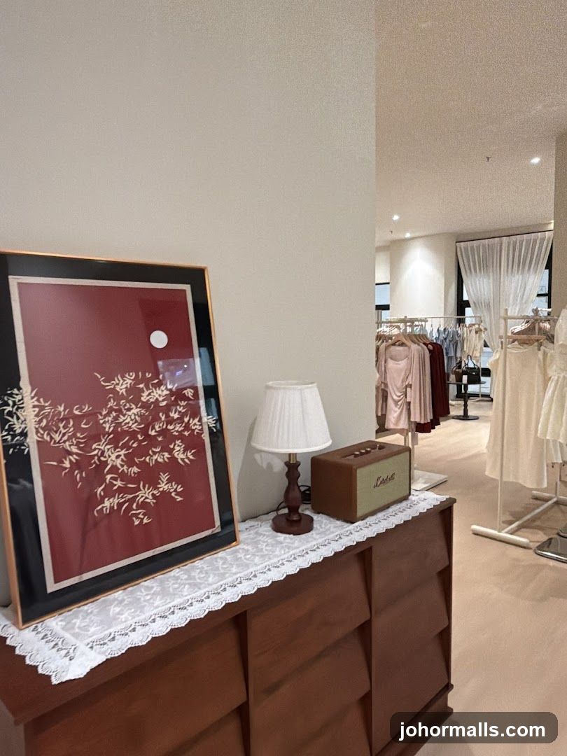 Interior of a boutique with clothing racks