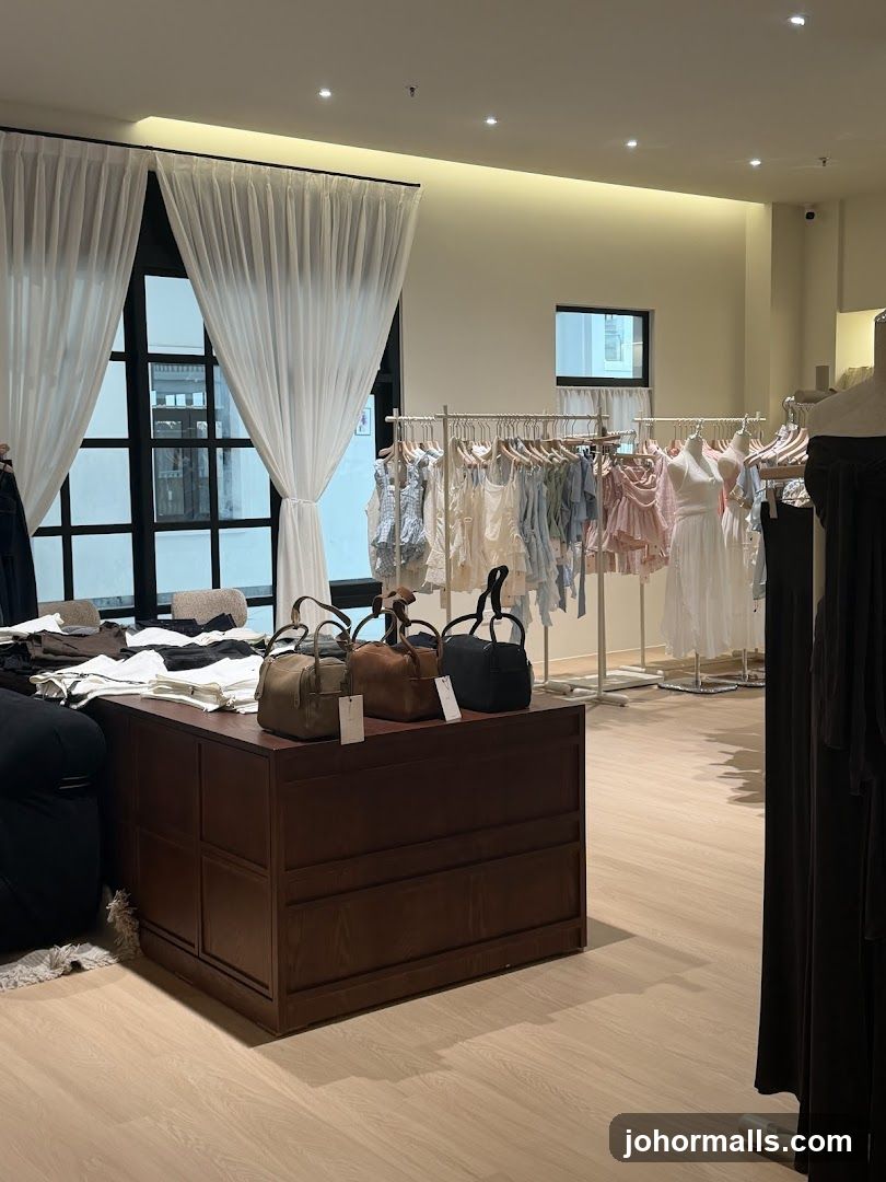Boutique Interior with Clothing and Handbags