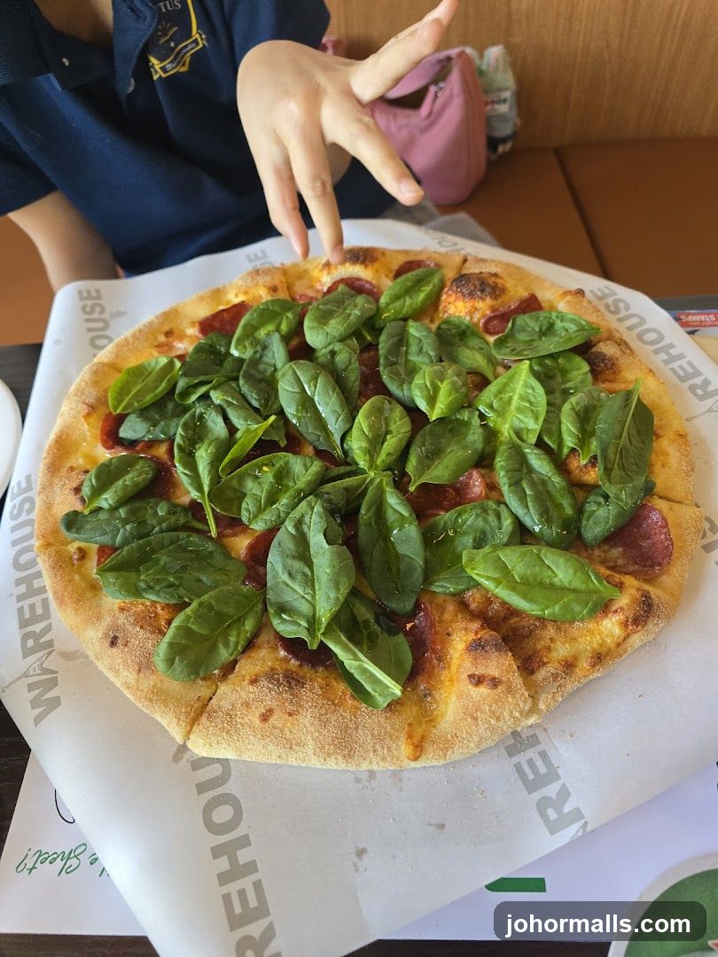 Pizza with Spinach and Pepperoni