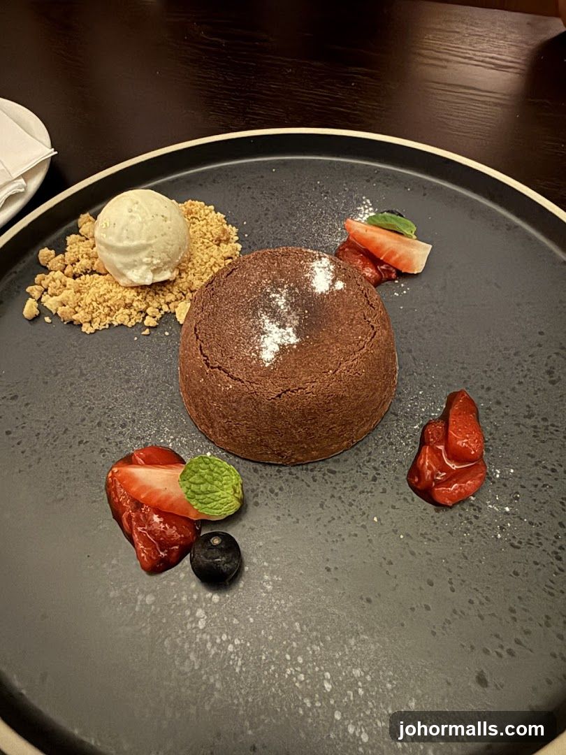 Chocolate Lava Cake with Ice Cream and Berries