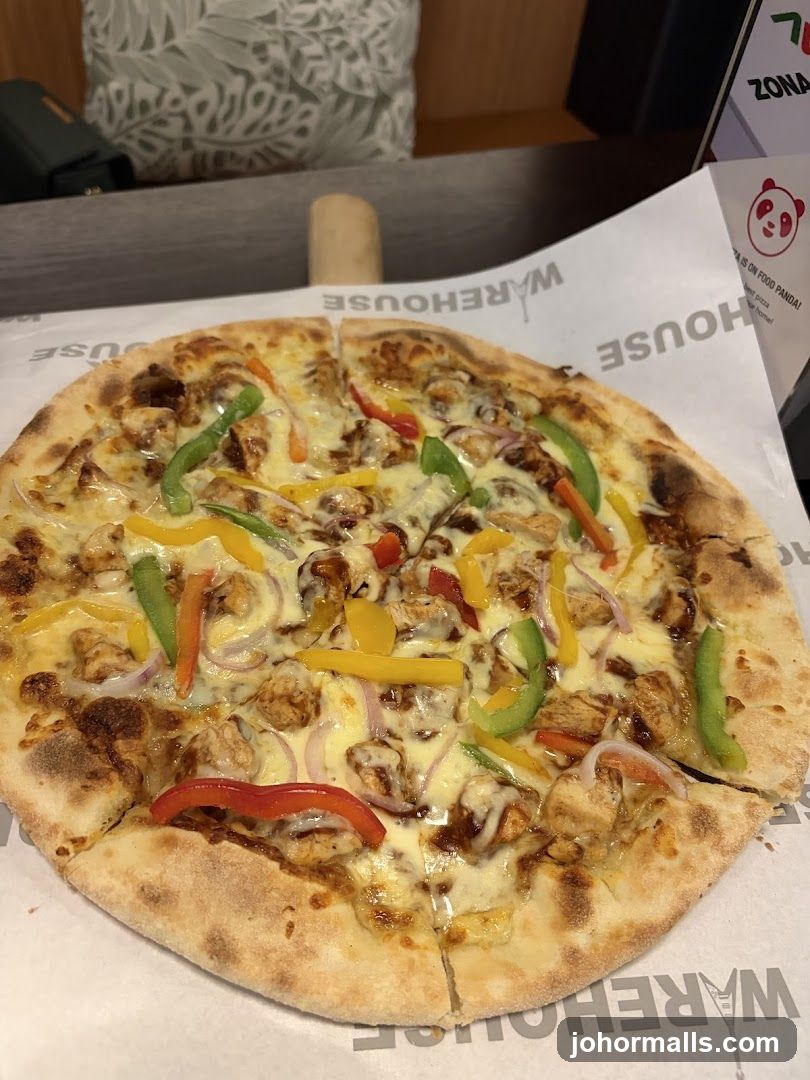 Pizza on branded paper