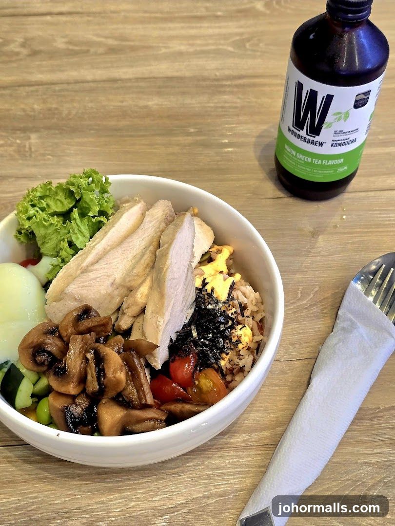 Chicken and Mushroom Bowl with Kombucha