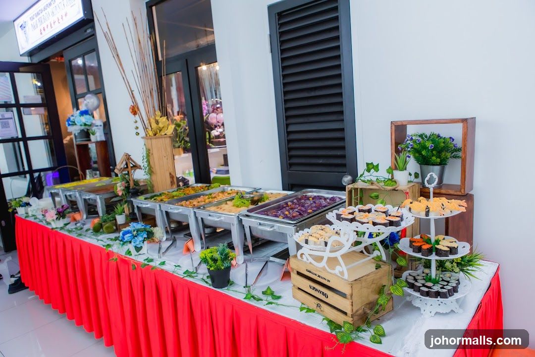 Buffet Spread with Sushi and Hot Food