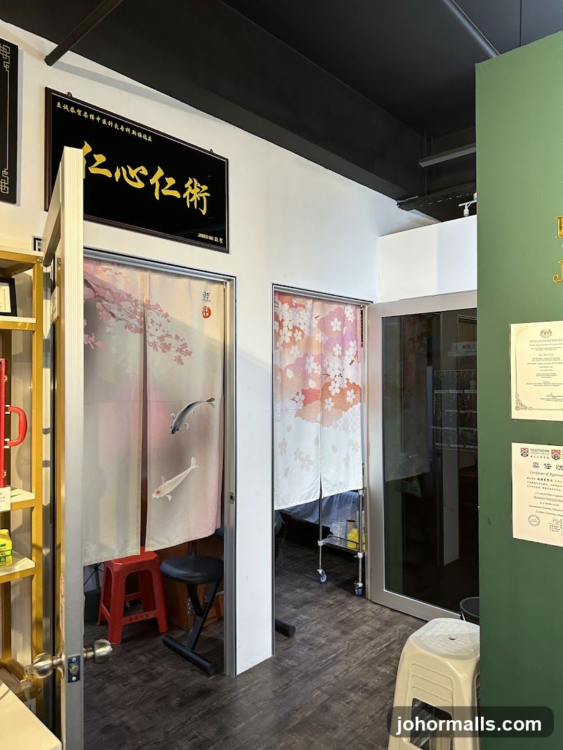 Interior of a business with traditional Japanese elements