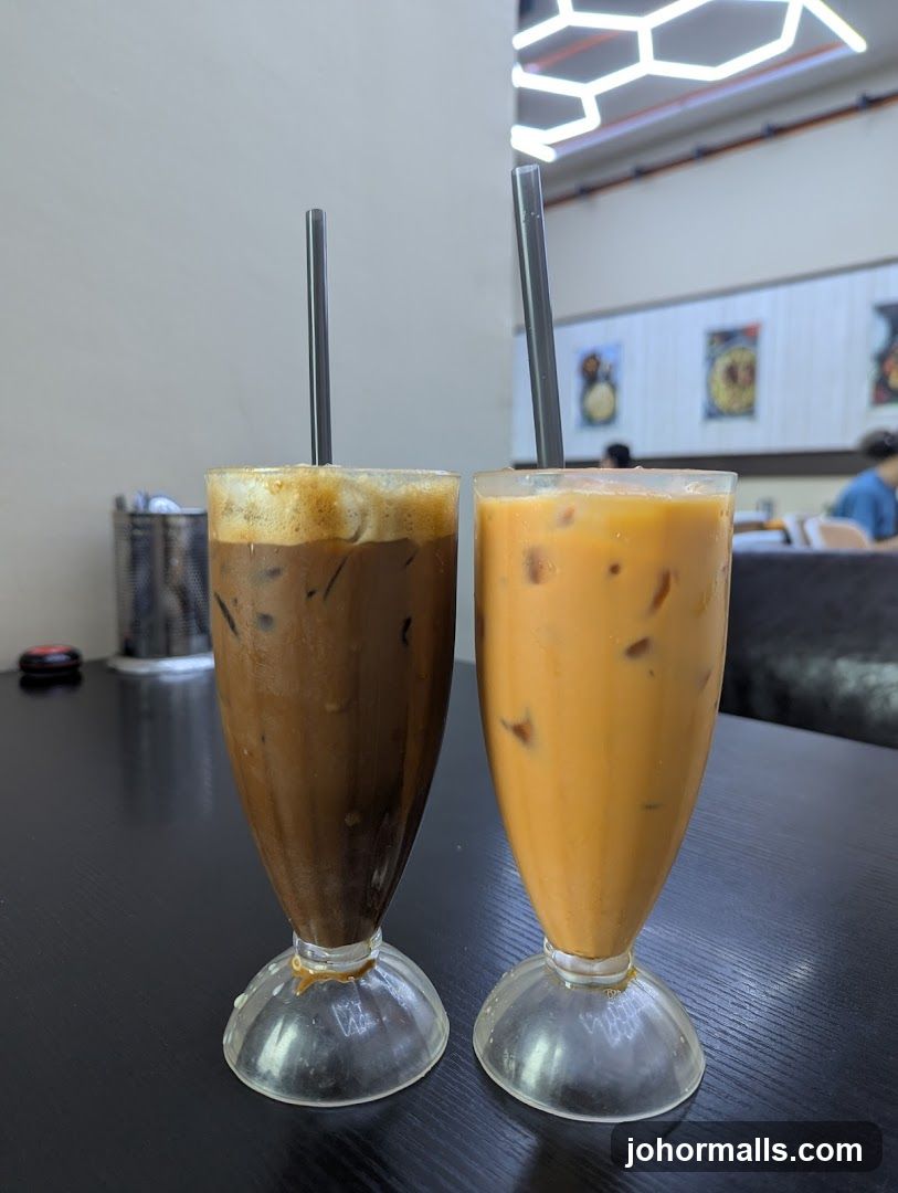 Two iced drinks on a table