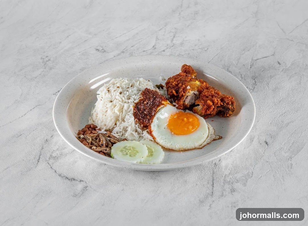 Nasi Lemak with Fried Chicken