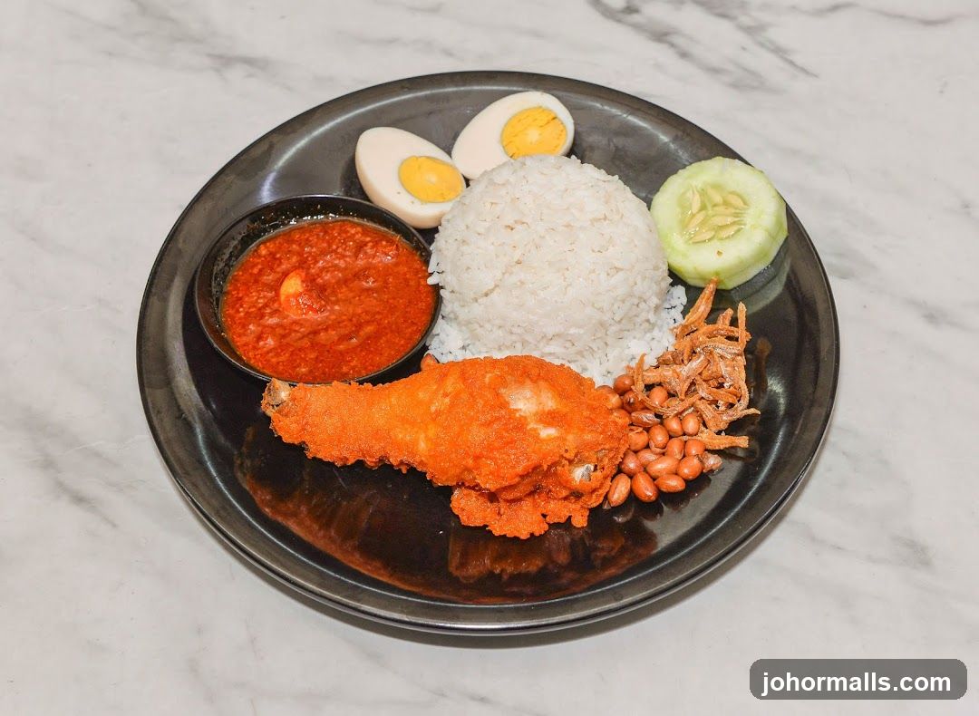 Nasi Lemak with Fried Chicken