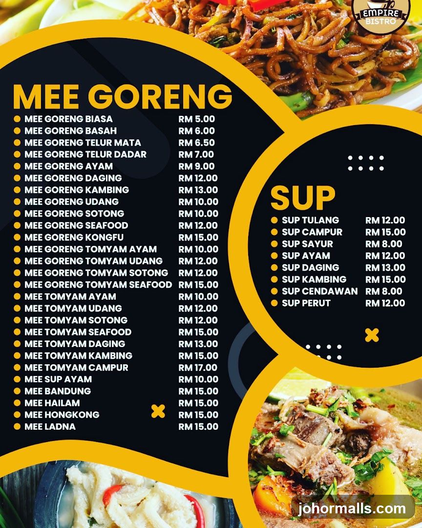 Empire Bistro Menu