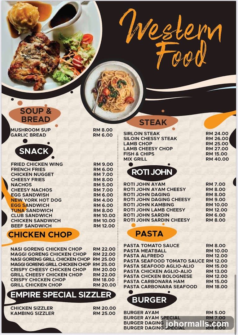 Western Food Menu