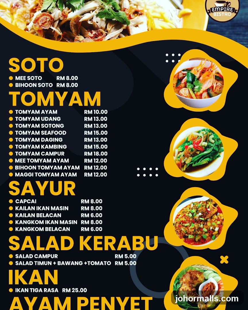 Empire Bistro Menu