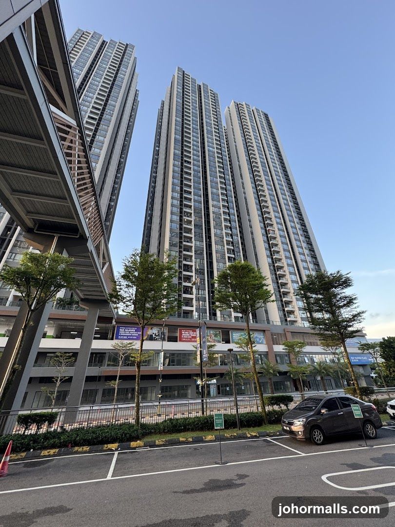 Modern Apartment Buildings with Ground-Level Shops