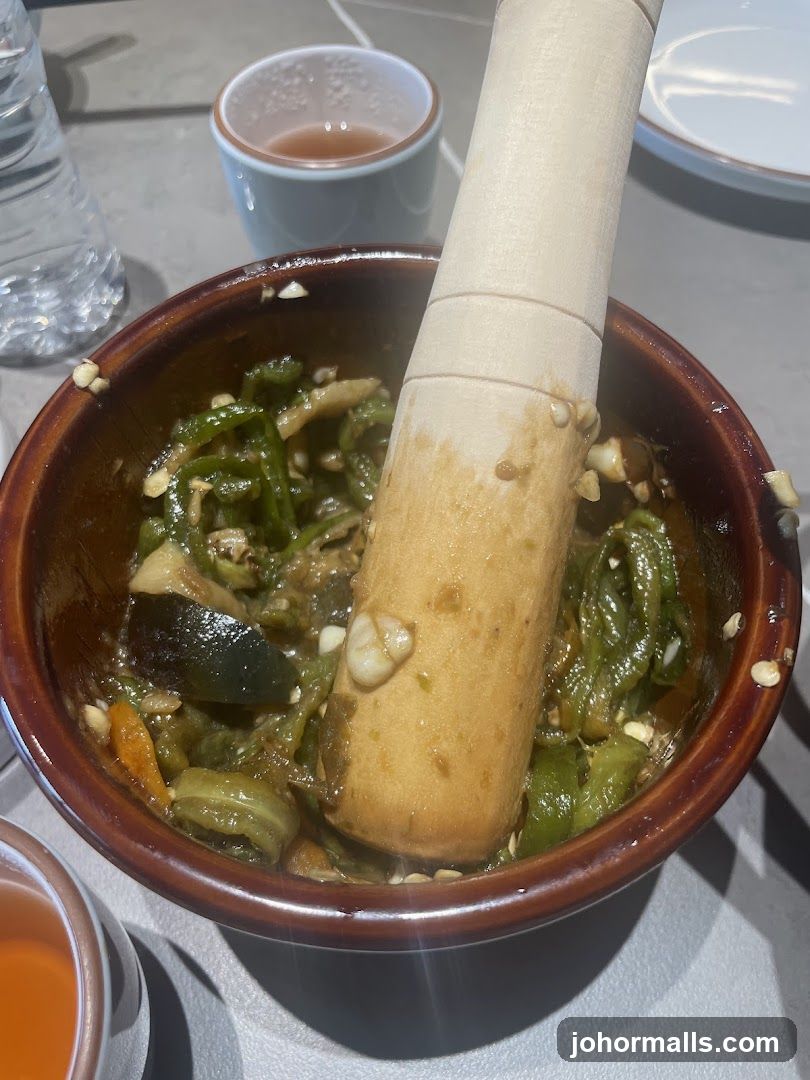 Mortar and Pestle with Chopped Ingredients