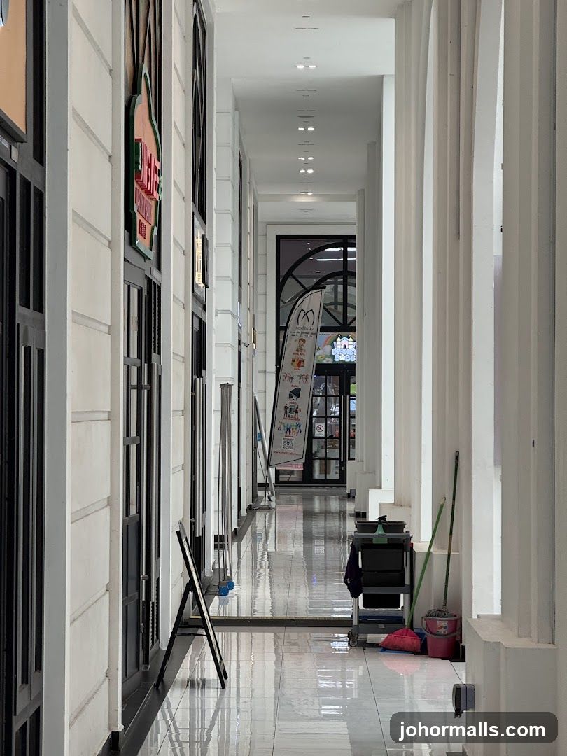 Indoor Hallway with Shops and Promotional Signs