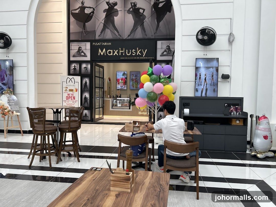 Cafe Interior with Seating and Decorations