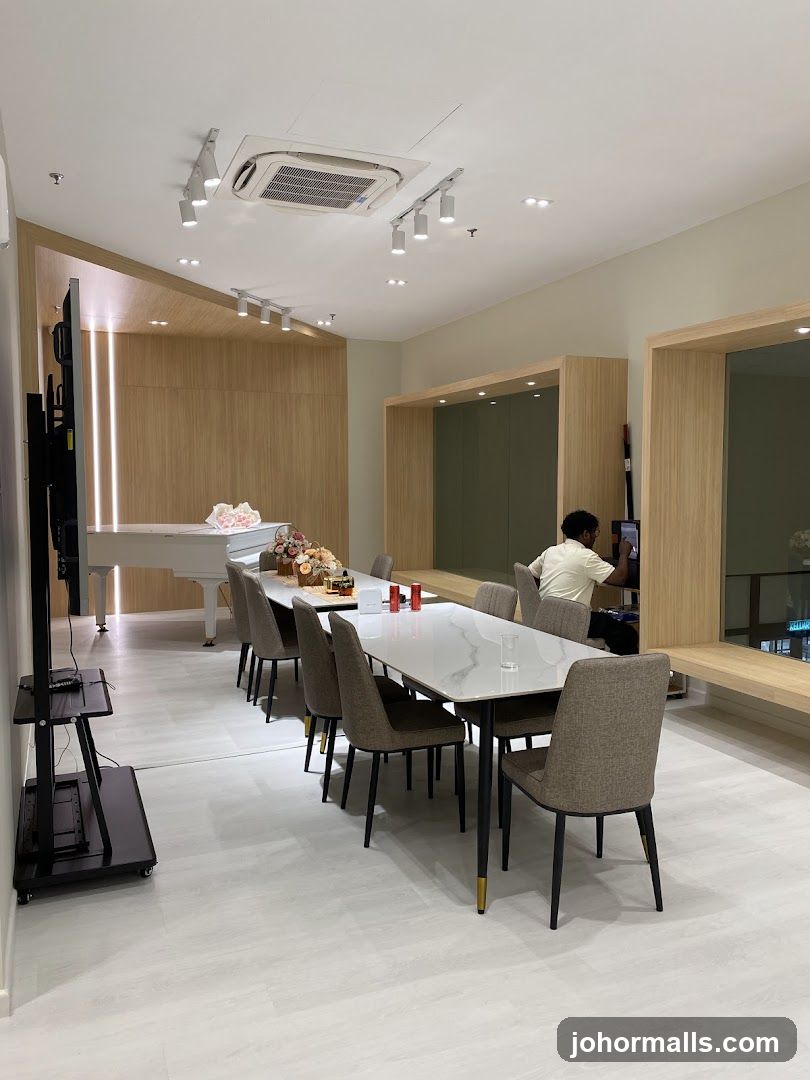 Modern Dining Area with Grand Piano