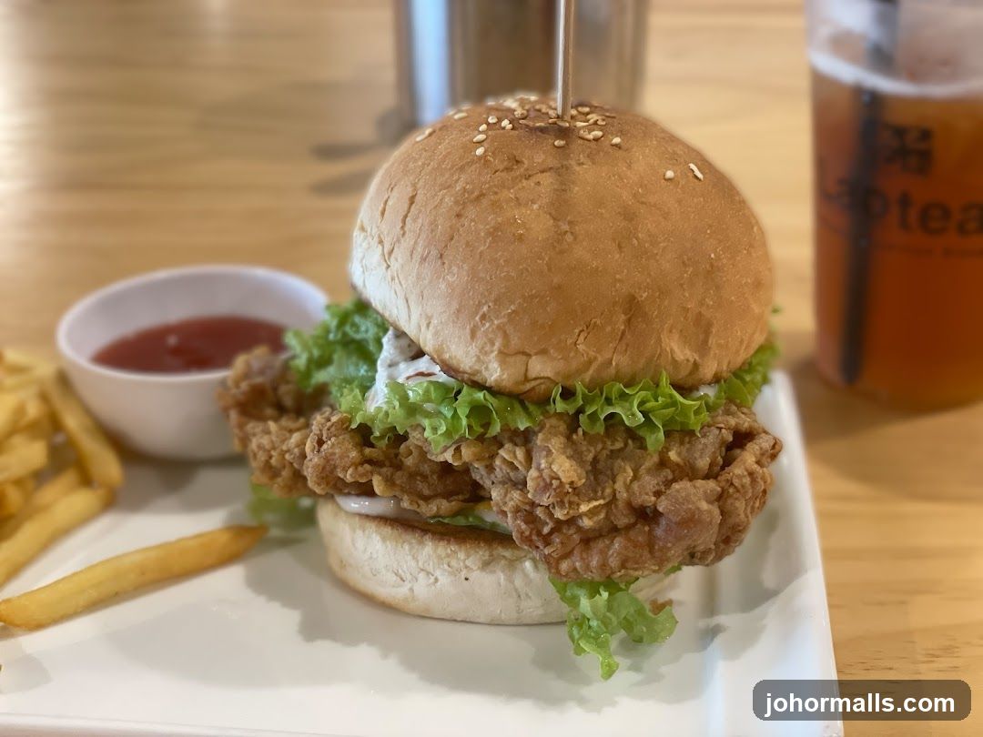 Fried Chicken Burger with Fries and Drink