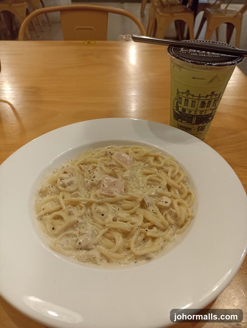 Spaghetti Carbonara and Green Tea