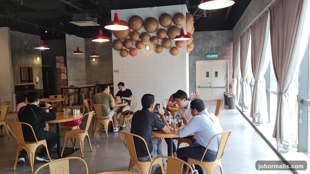 Modern Cafe Interior with Patrons