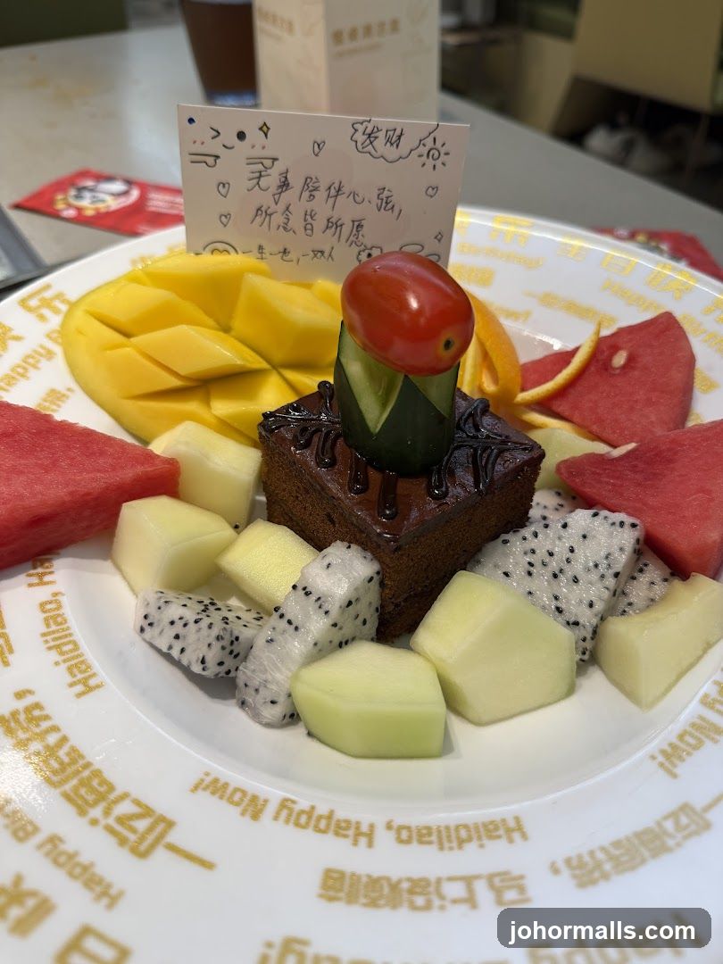 Dessert Plate with Fruit and Cake