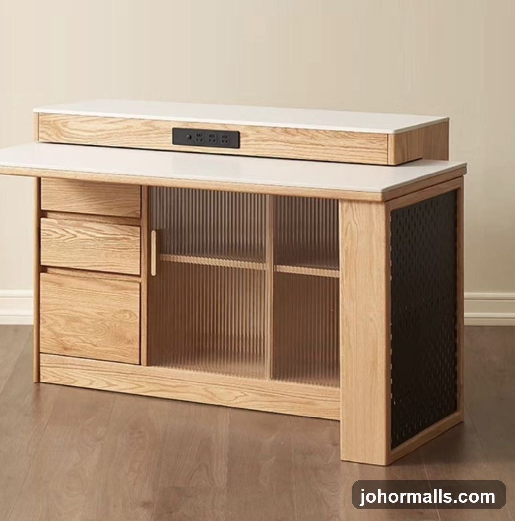 Modern Wooden Cabinet with Integrated Power Outlets