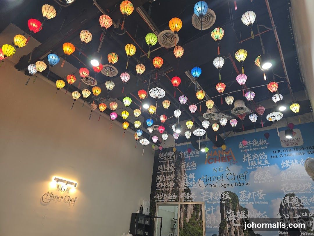 Restaurant Interior with Lanterns and Menu