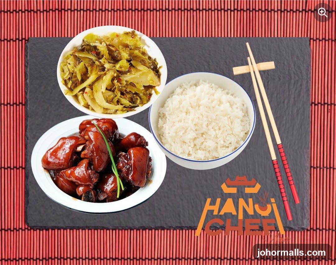 Braised Pork Knuckles with Pickled Vegetables and Rice