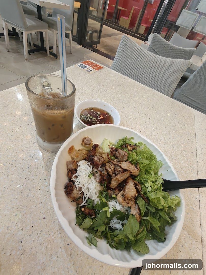 Vietnamese Noodle Dish with Iced Coffee
