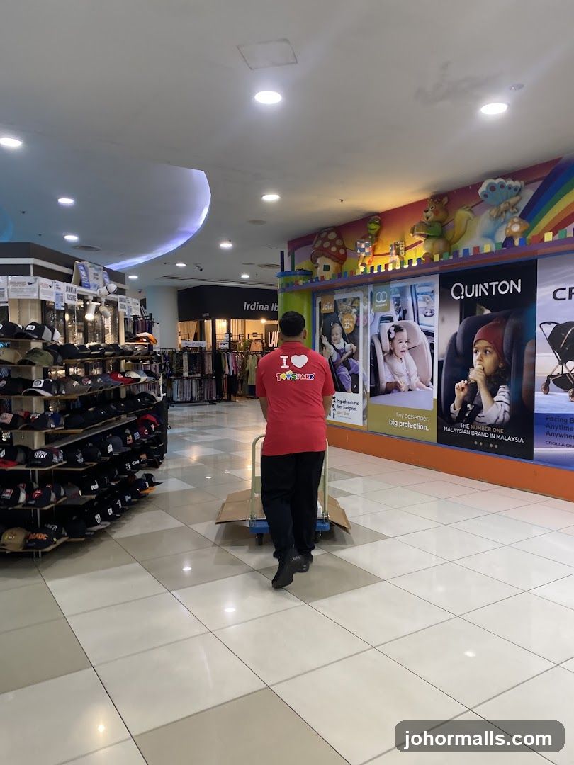 Store Interior with Man Pushing Cart