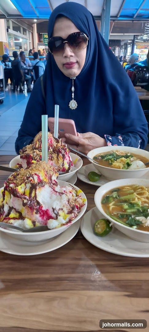 Woman with dessert and soup