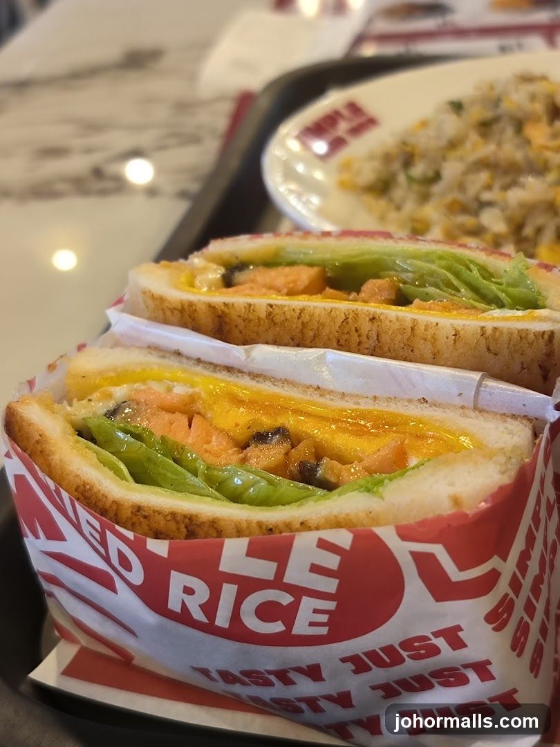 Salmon Sandwich and Fried Rice
