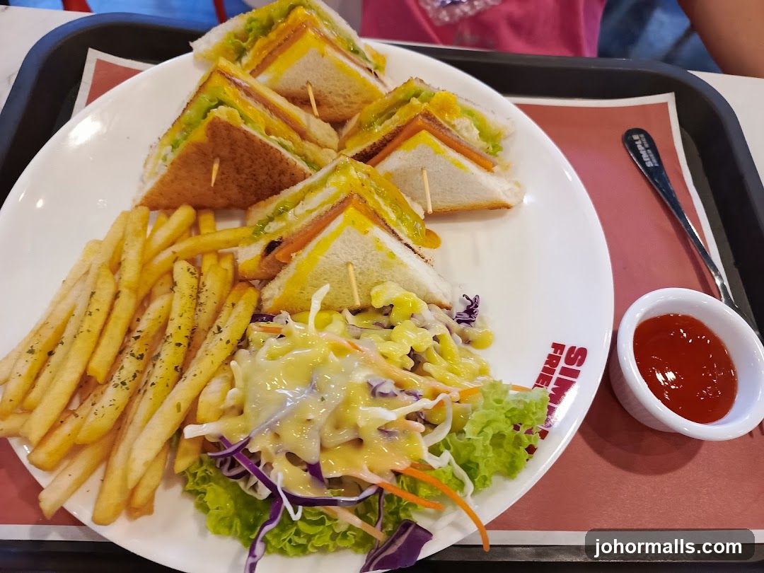 Club Sandwich with Fries and Salad