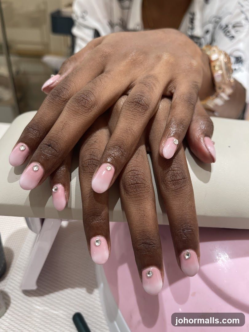 Ombre Nails with Rhinestones
