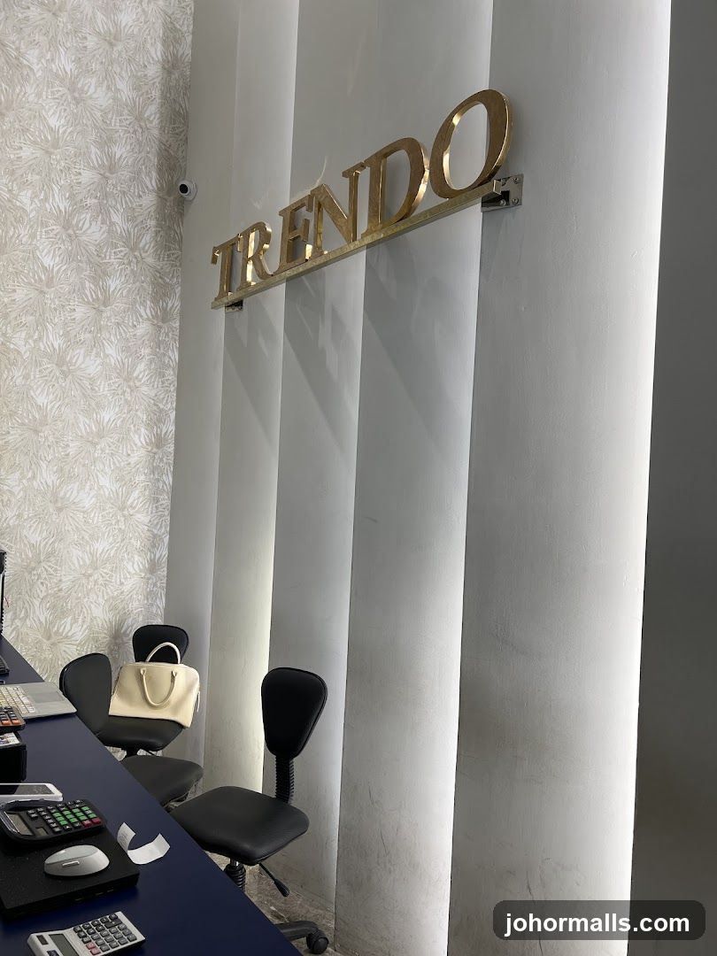 Interior of a store with signage