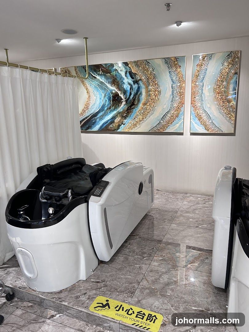 Salon Interior with Shampoo Chairs