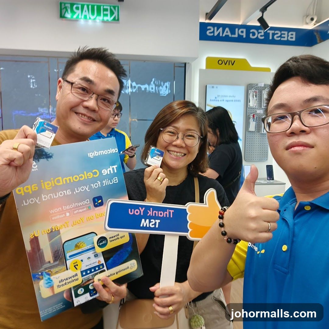 Customers holding promotional materials