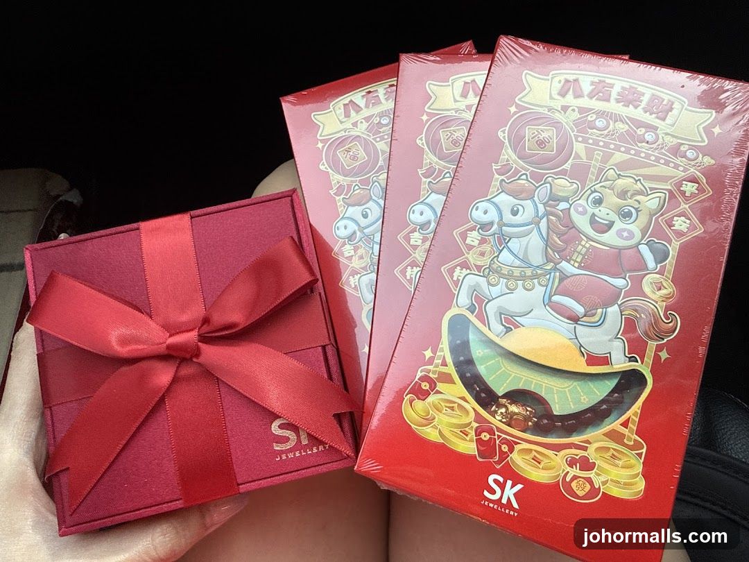 Red gift box and red envelopes