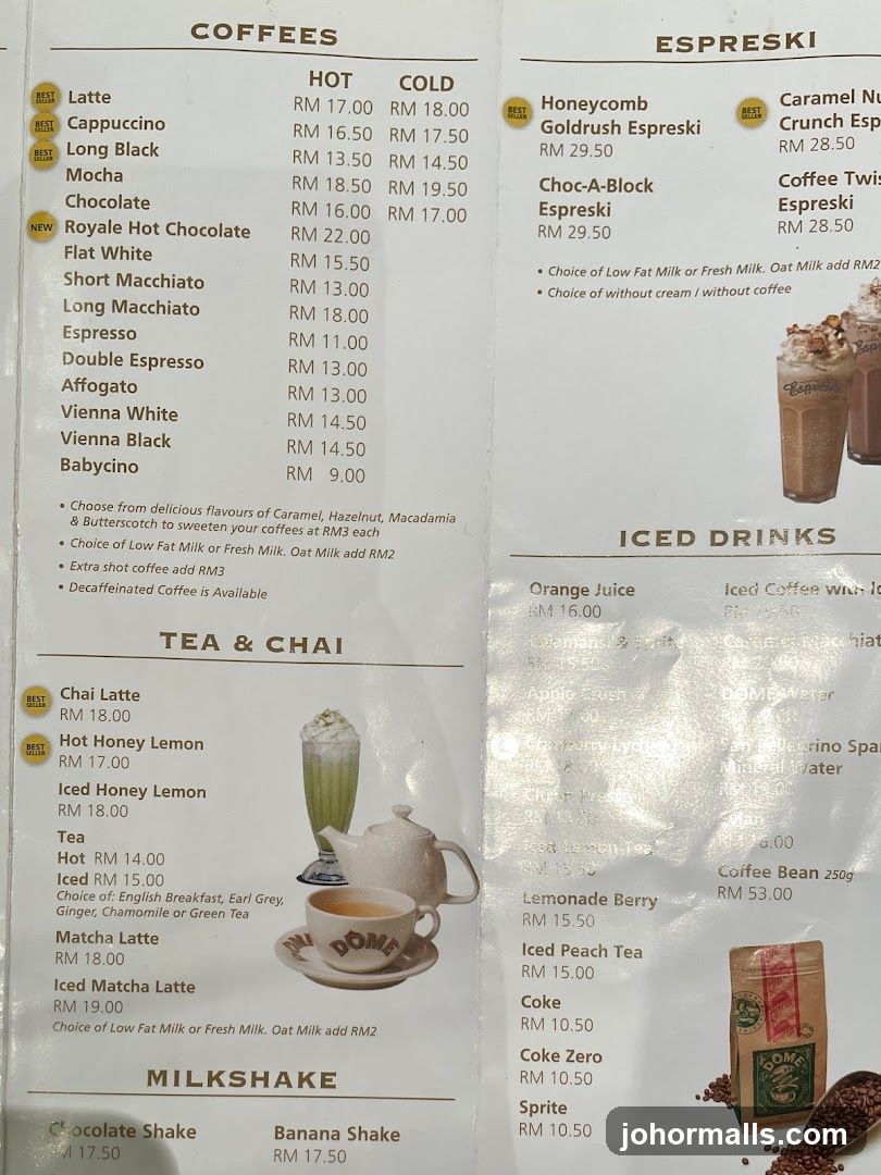 COFFEES, ESPRESKI, TEA & CHAI, ICED DRINKS, MILKSHAKE