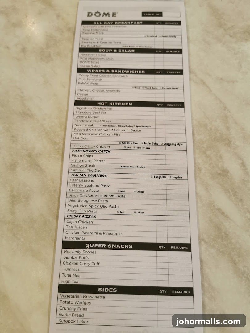 DOME Menu
