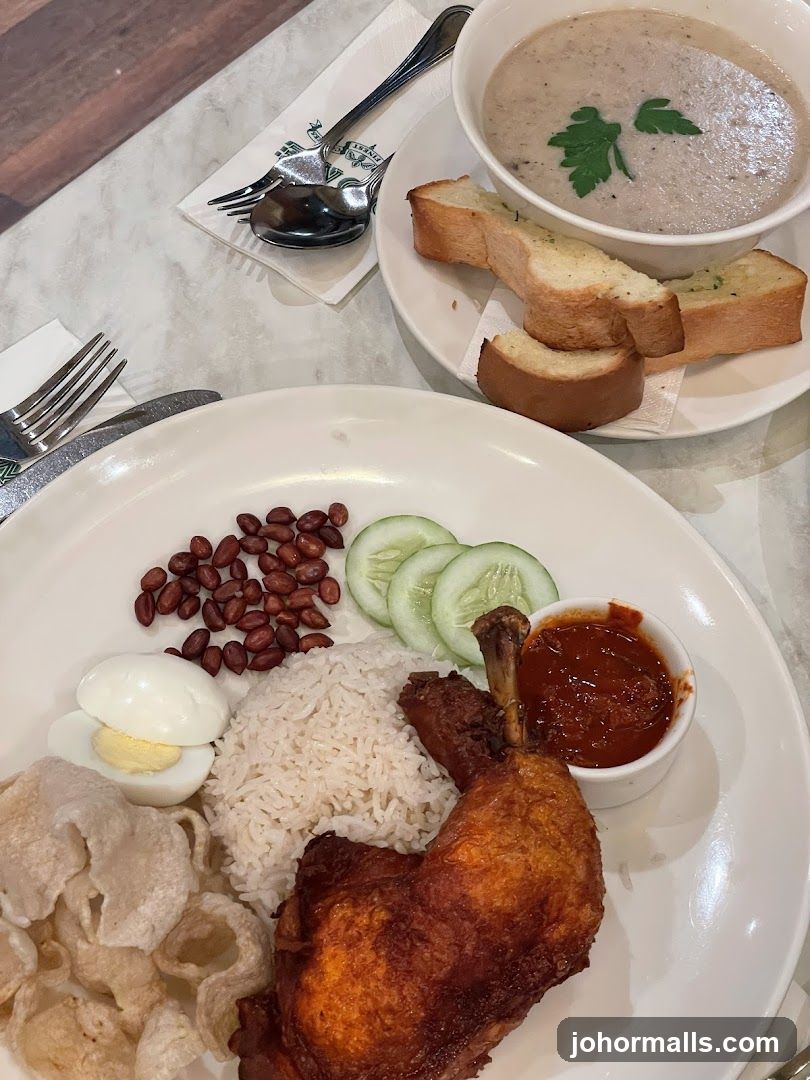 Nasi Lemak and Mushroom Soup
