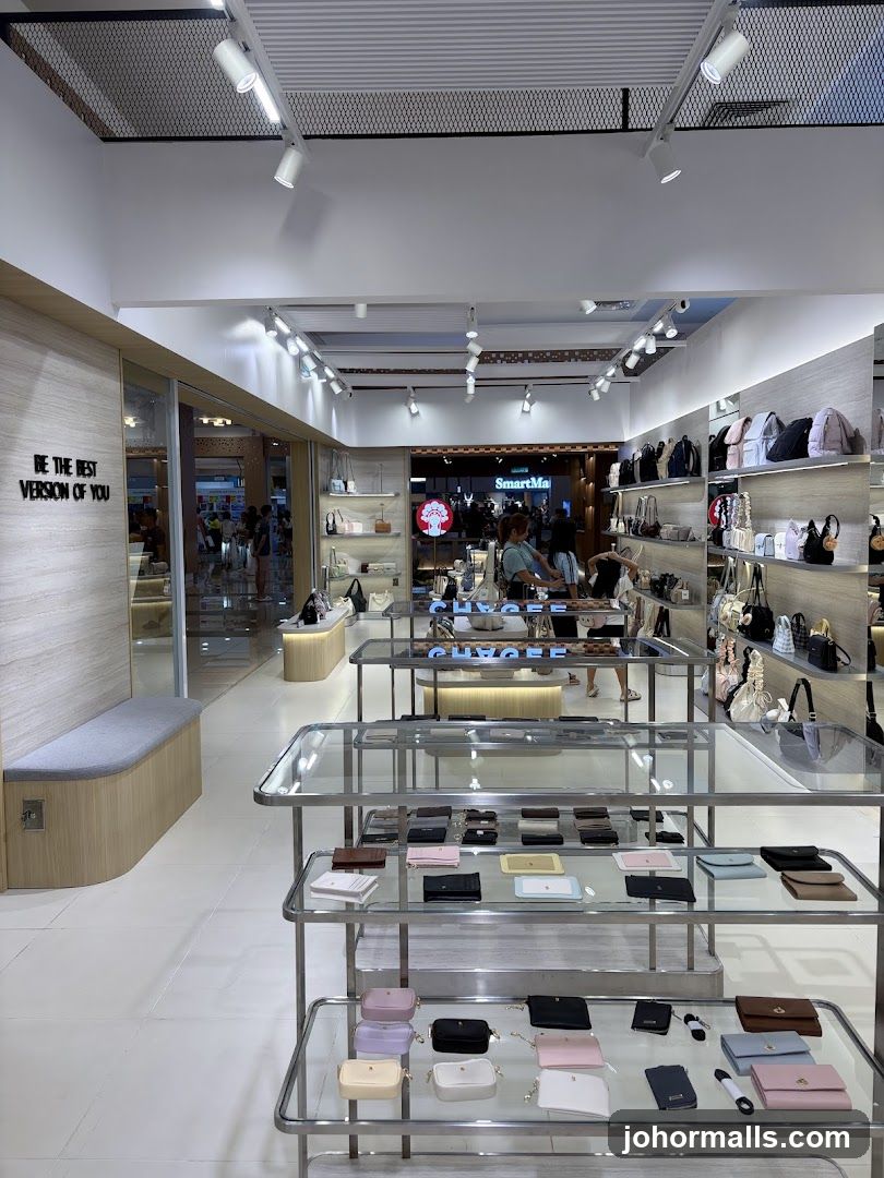 Interior of a handbag store