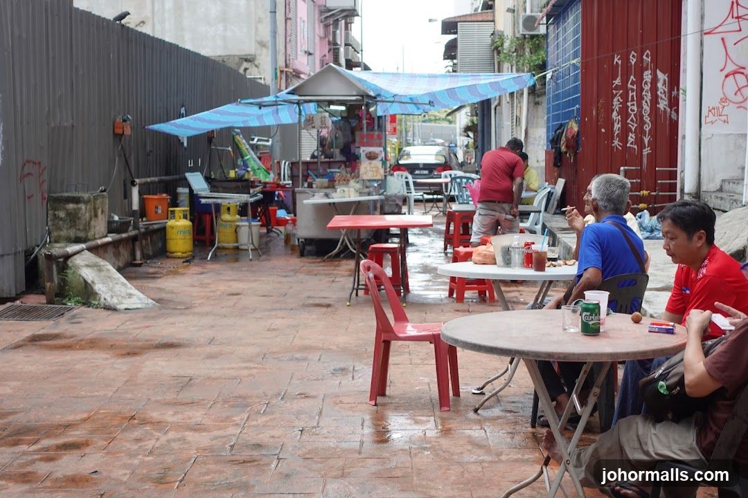 Outdoor Food Stalls with Diners