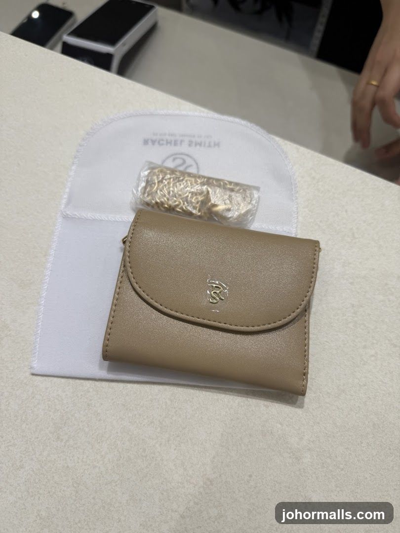 Beige Wallet with Gold Chain