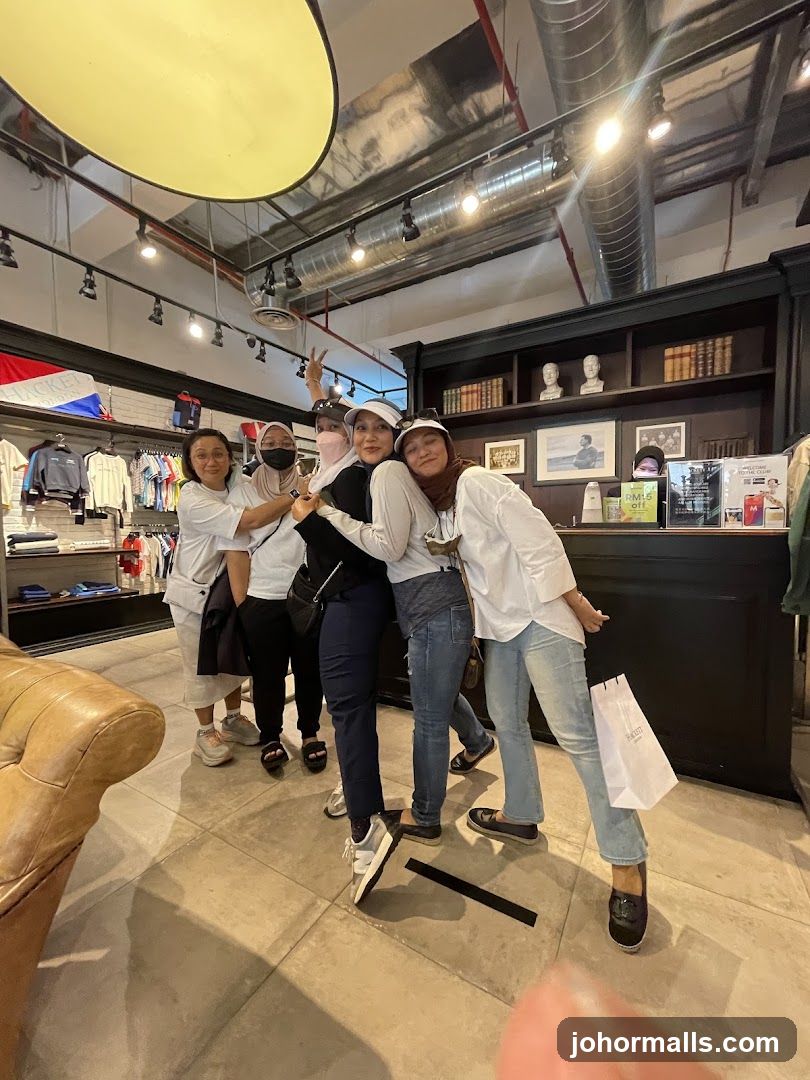 Group of people posing in a store