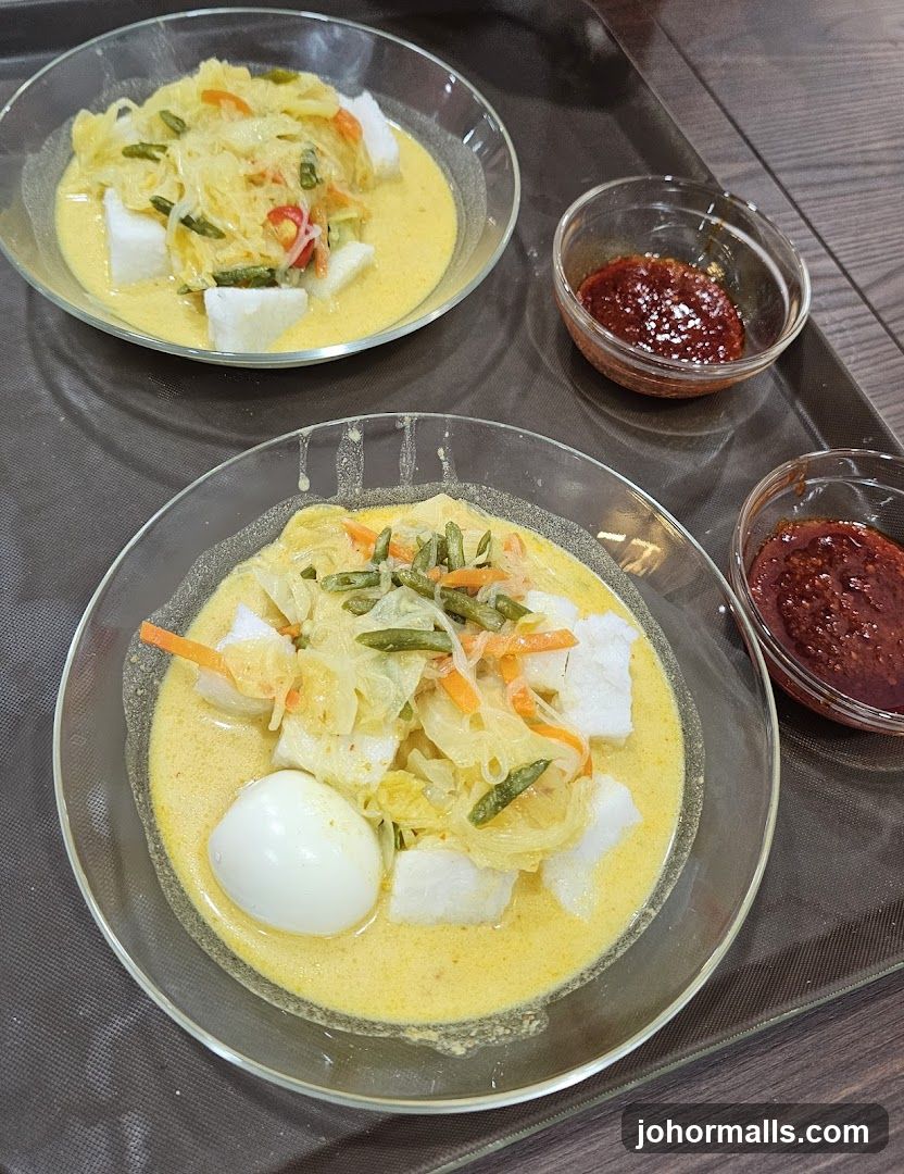 Lontong with Egg and Sambal