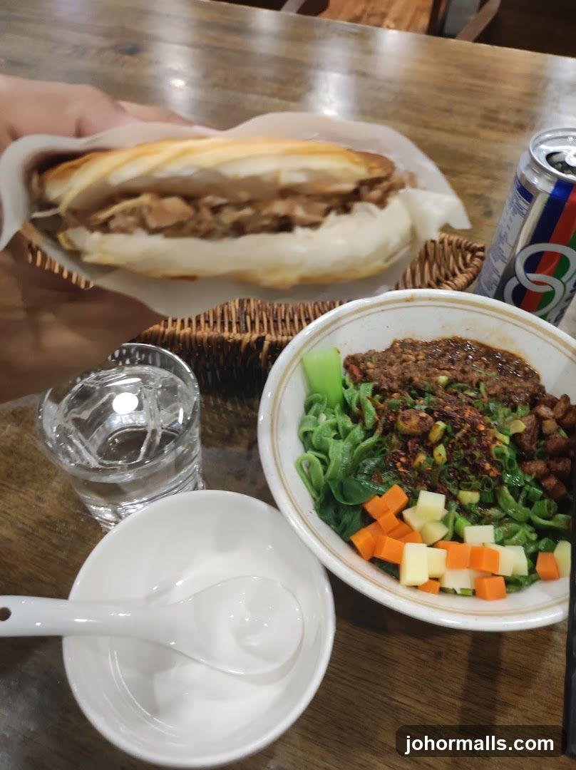 Meal with Sandwich and Noodles