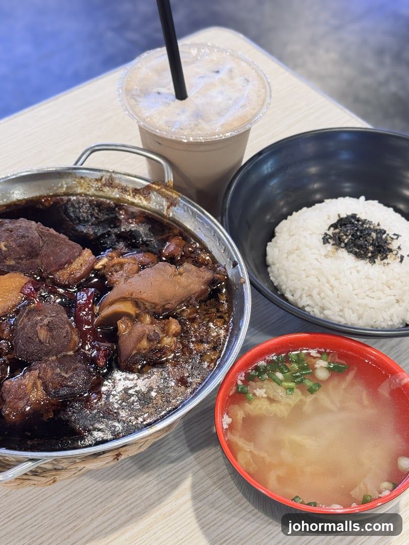 Braised Pork Dish with Rice and Soup
