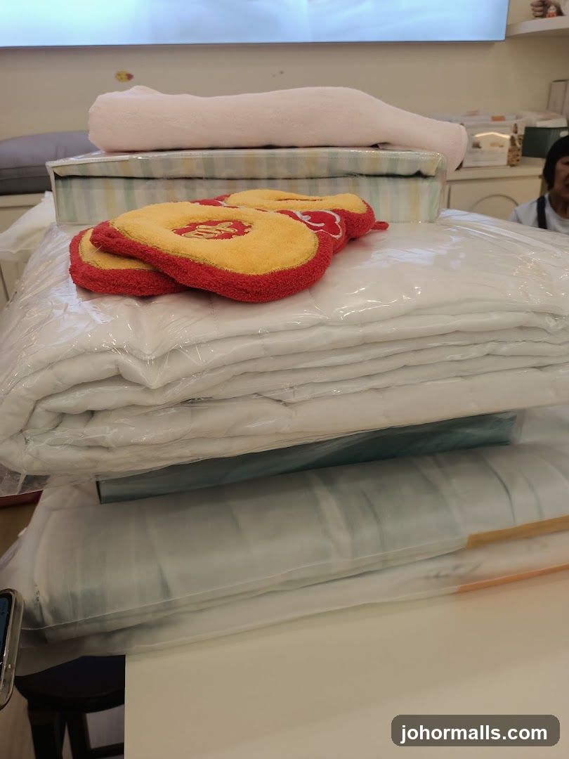 Stack of Bedding and Decorative Items