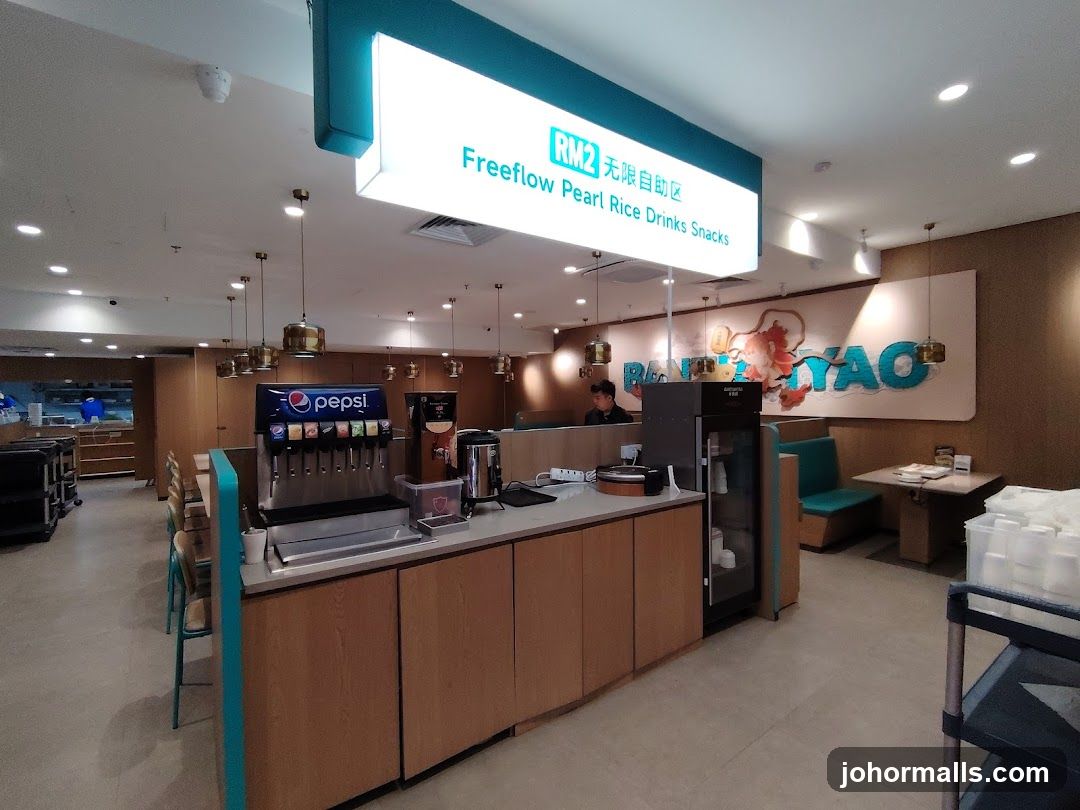 Restaurant Interior with Drink Station and Seating