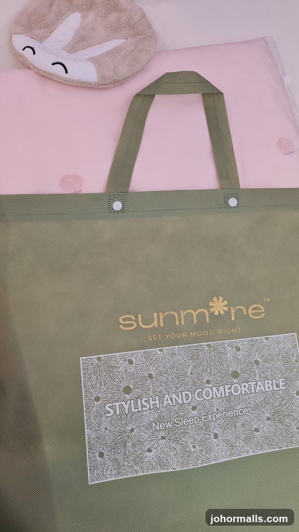 Sunmore branded bag with bedding